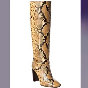 TORY BURCH Pull-on Snake-embossed Leather Knee-high Boot